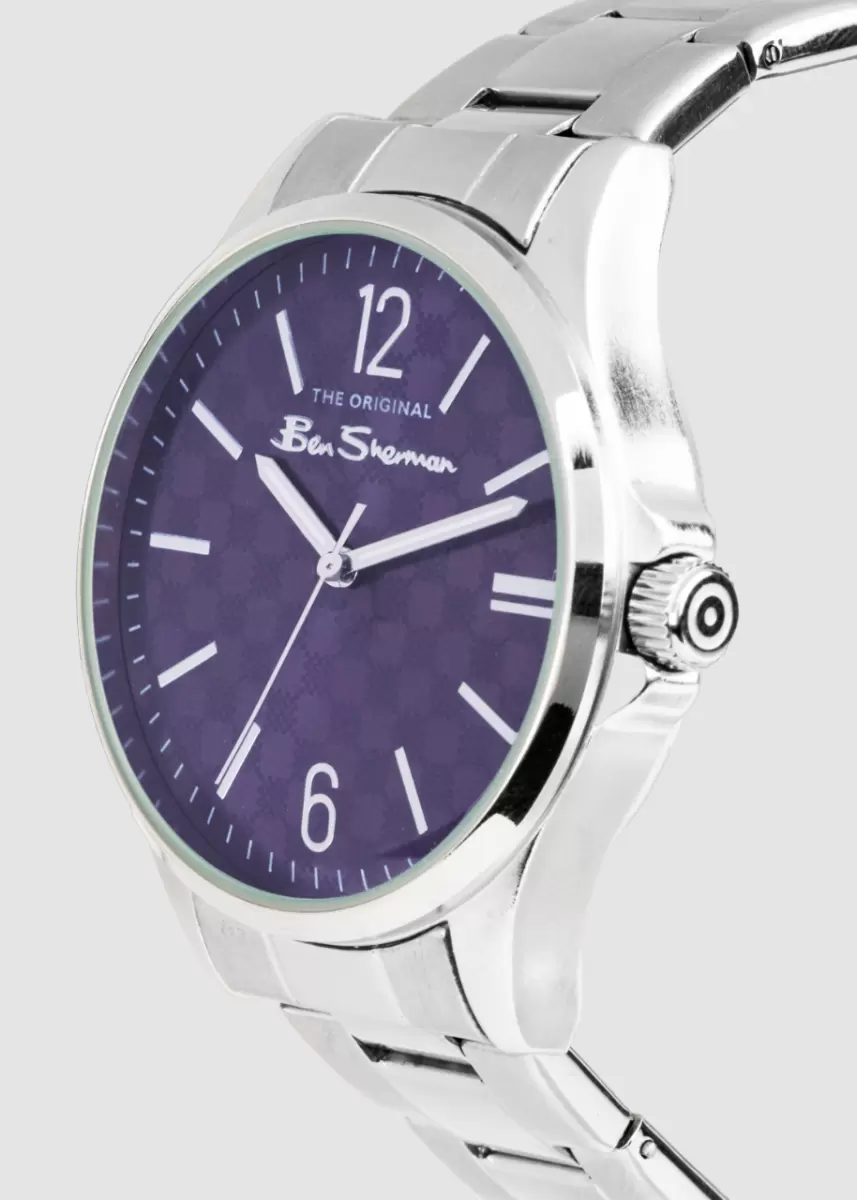 Watches Signature Stainless Steel Bracelet Watch 41Mm Ben Sherman Extend Men Silver/Navy/Silver - 1