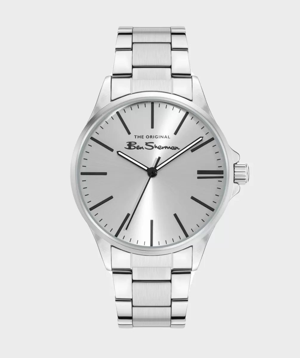 Signature Stainless Steel Bracelet Watch 41Mm Sale Silver/Silver/Silver Ben Sherman Men Watches
