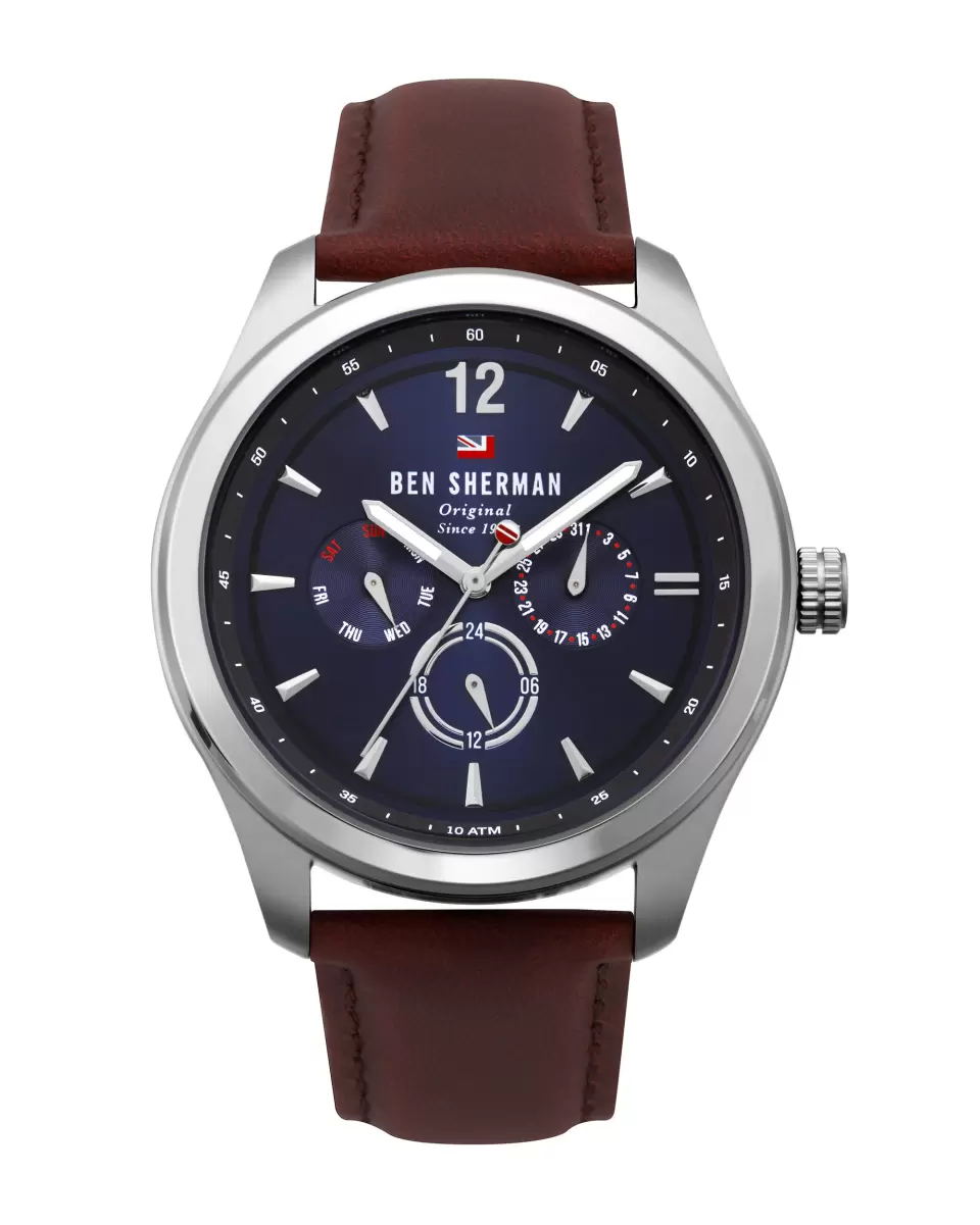 Men Men's Sugarman Multifunction Watch - Tan/Navy/Silver Tan/Navy/Silver Ben Sherman Sustainable Watches