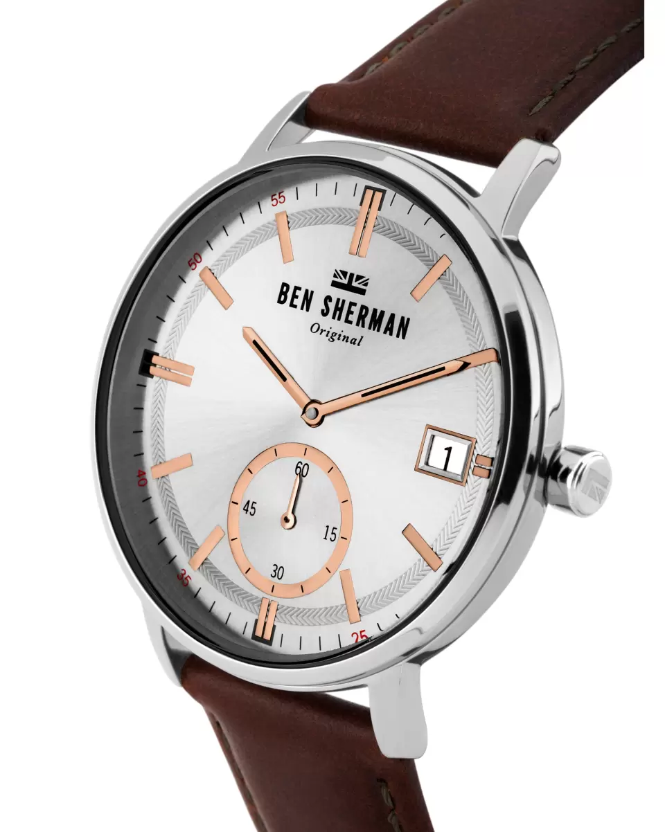 Men's Portobello Professional Watch - Brown/Silver/Silver Watches Quick Men Brown/Silver/Silver Ben Sherman - 1