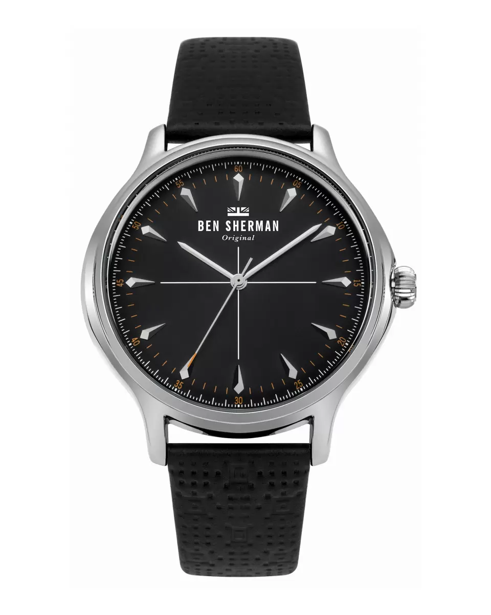 Functional Ben Sherman Men's Kensington Heritage Watch - Black/Black/Silver Men Black/Black/Silver Watches
