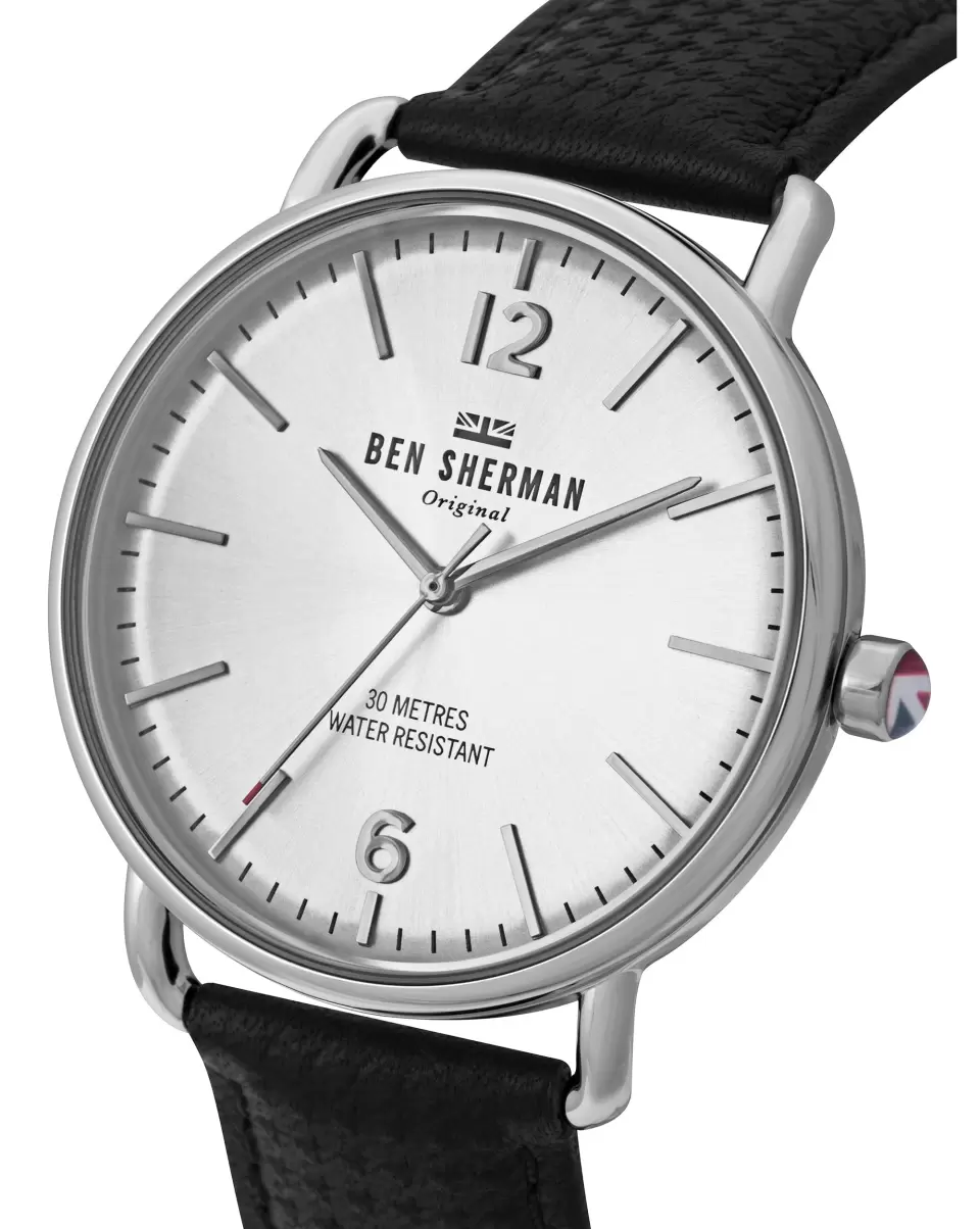 Efficient Men Watches Men's Brighton Dogtooth Watch - Black/Grey/Silver Ben Sherman Black/Grey/Silver - 1
