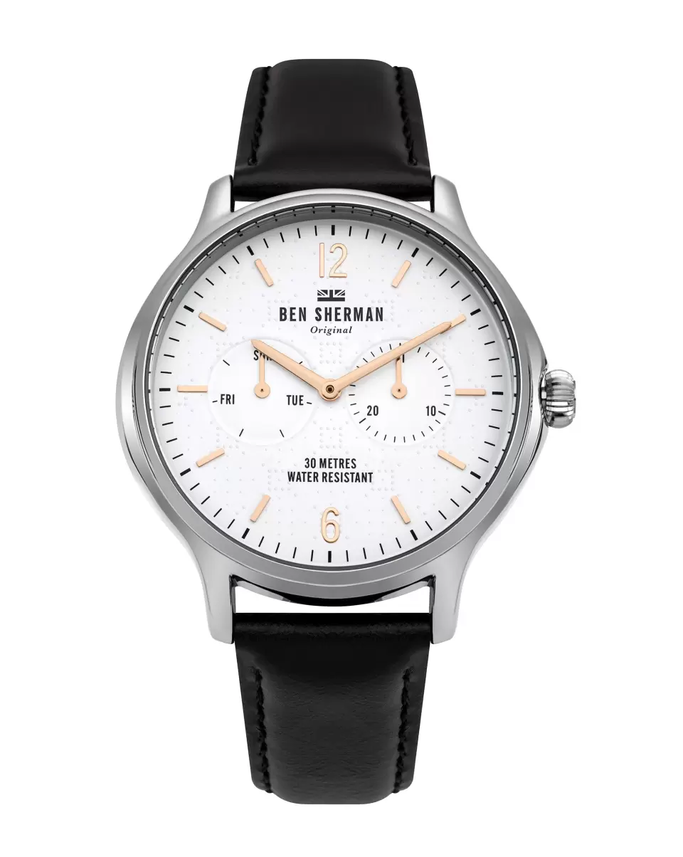 Black/White/Silver Men's Kensington Professional Watch - Black/White/Silver Watches Natural Men Ben Sherman