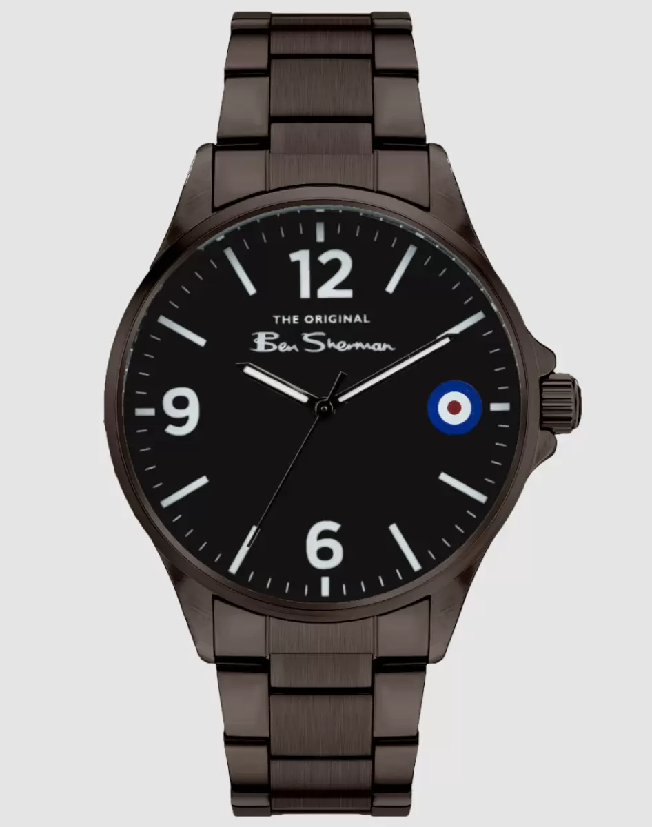 Men Ben Sherman Watches Exceed Signature Black Bracelet Watch 41Mm Black/Black/Black