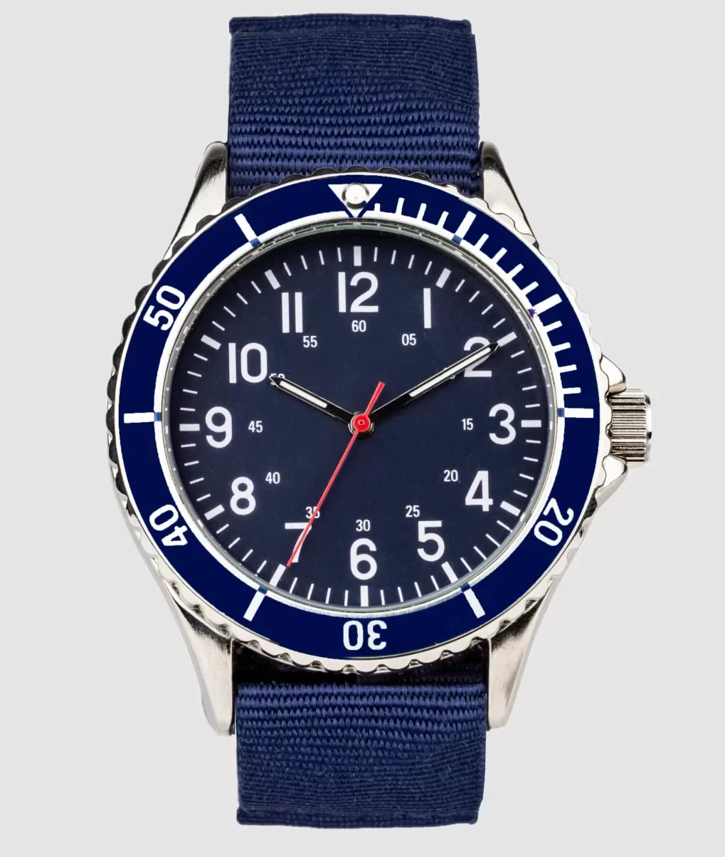 Elegant Signature Nylon Strap Watch 41Mm Men Navy/Navy/Silver Watches Ben Sherman