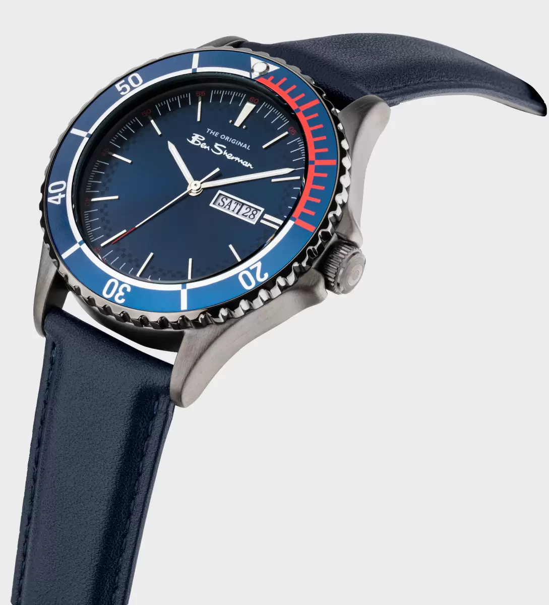 Ben Sherman Signature Leather Strap Watch 44Mm Vintage Watches Men Navy/Navy/Silver - 1