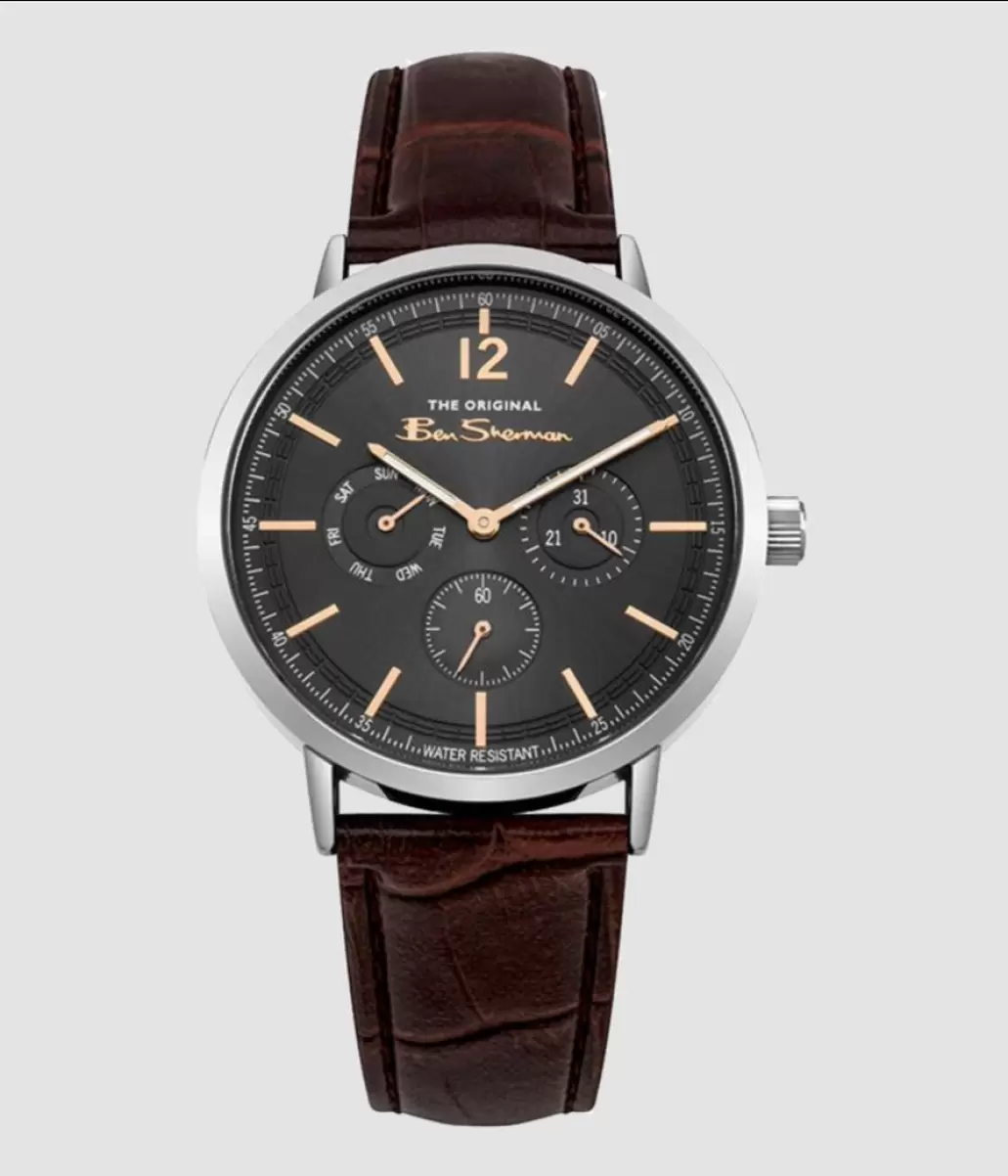 Natural Signature Strap Watch 40Mm Men Brown/Grey/Silver Watches Ben Sherman