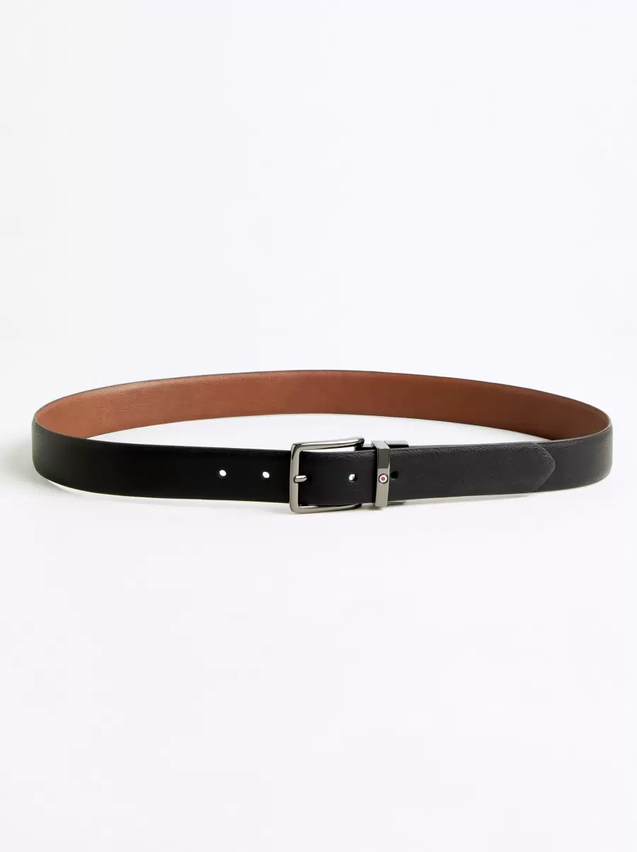 Jayes Leather Dress Belt - Black/Brown Black/Brown Ben Sherman Men Belts Innovative - 1
