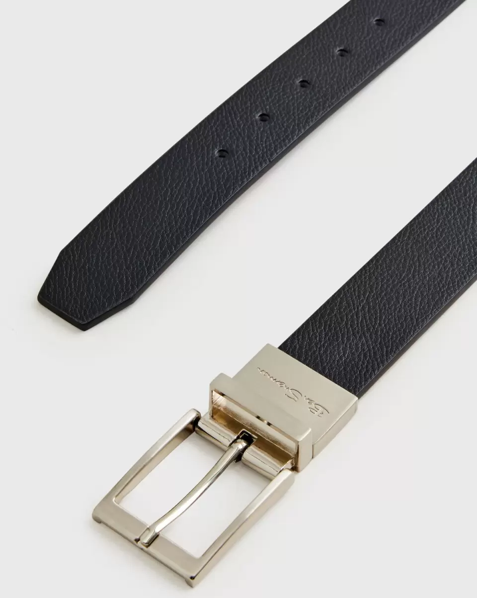 Black Men's Reversible Vegan Leather Belt - Black Special Ben Sherman Men Belts