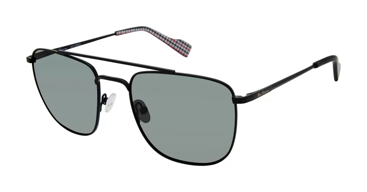 Ben Sherman Men Black Vintage Sunglasses Barking Polarized Aviator Square Eco Sunglasses - Black - 1