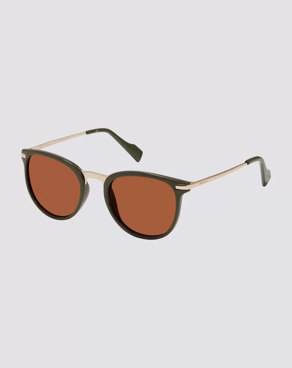 Sunglasses Ben Sherman Savings Hugo Polarized Eco-Green Sunglasses - Olive/Brown Men Olive/Brown