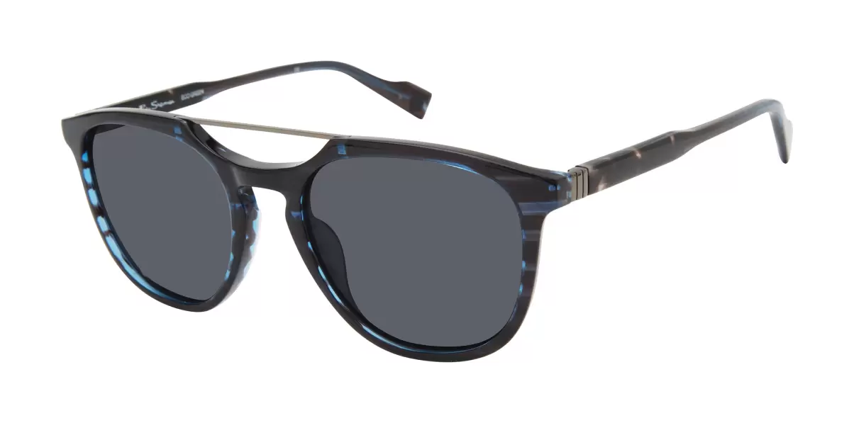 Best Sunglasses Queensway Polarized Eco Sunglasses - Blue Stripe Men Blue Stripe Ben Sherman - 1