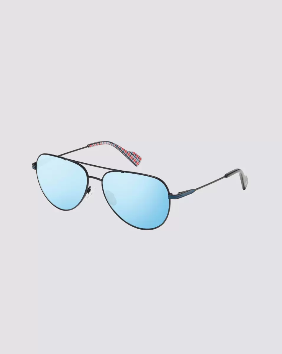 Ben Sherman Sunglasses Modern Black Men Shaftesbury Polarized Oversized Aviator Eco Sunglasses - Black/Blue