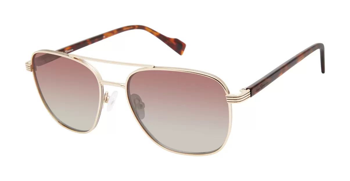 Sunglasses Gold Men Walbrook Polarized Aviator Square Eco Sunglasses - Gold Savings Ben Sherman - 1
