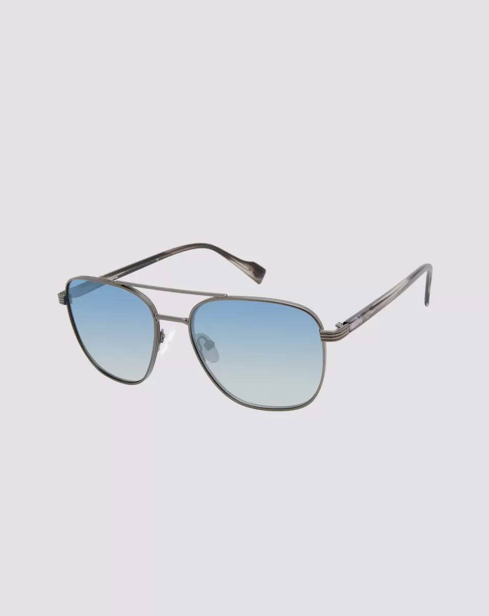 Sunglasses Walbrook Polarized Aviator Square Eco Sunglasses - Gunmetal/Blue Ben Sherman Gunmetal Men Style