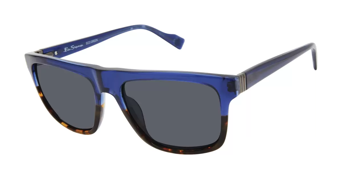 Custom Kings Polarized Retro Square Eco Sunglasses - Blue Tortoise Blue Tortoise Ben Sherman Sunglasses Men - 1