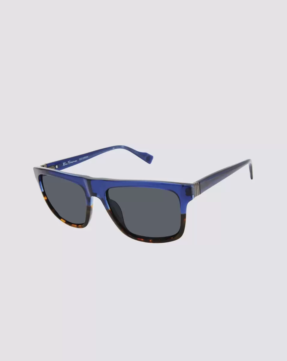 Custom Kings Polarized Retro Square Eco Sunglasses - Blue Tortoise Blue Tortoise Ben Sherman Sunglasses Men