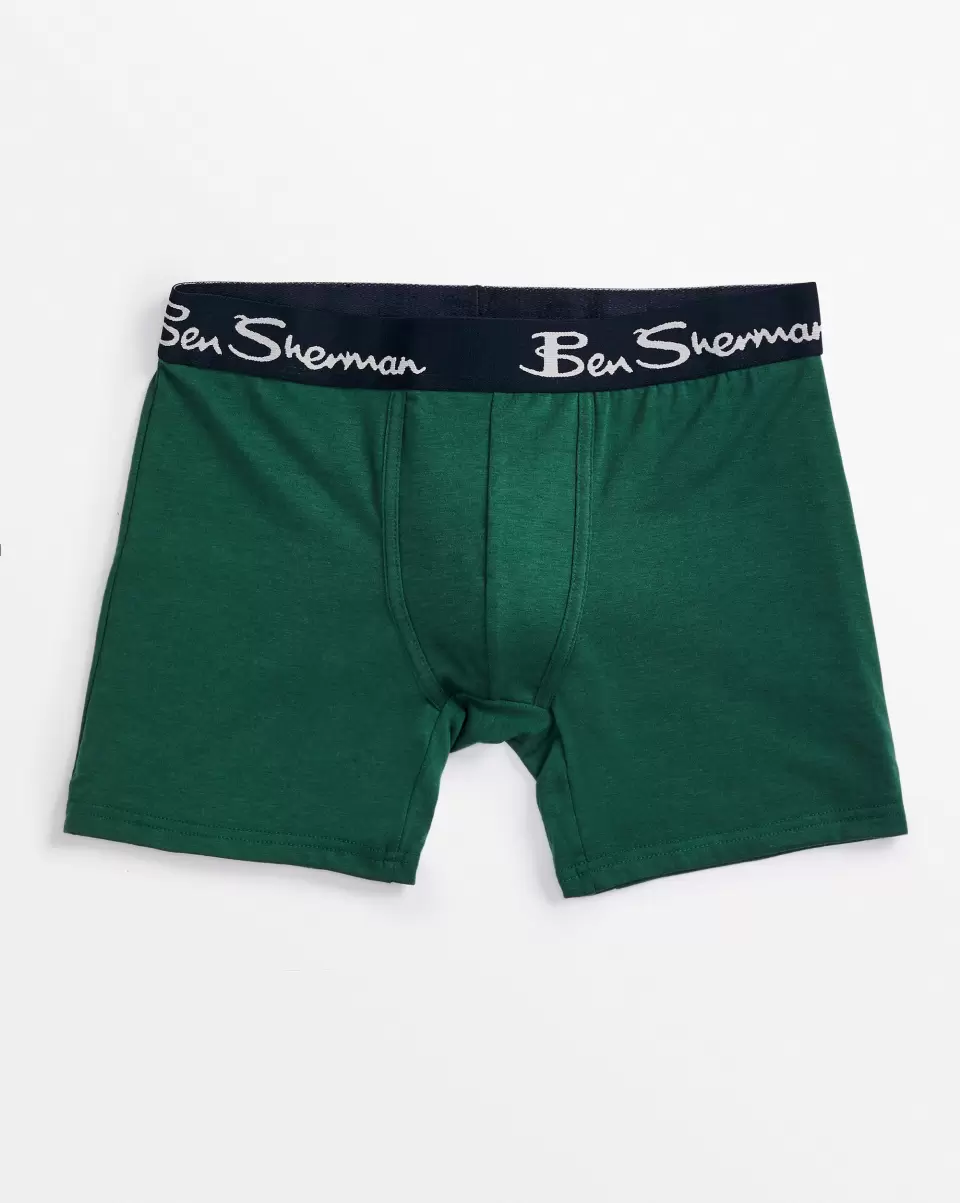 Men Ben Sherman Sleek Underwear Men's 5-Pack No-Fly Cotton Stretch Boxer Briefs - Green Multi Green Multi - 2