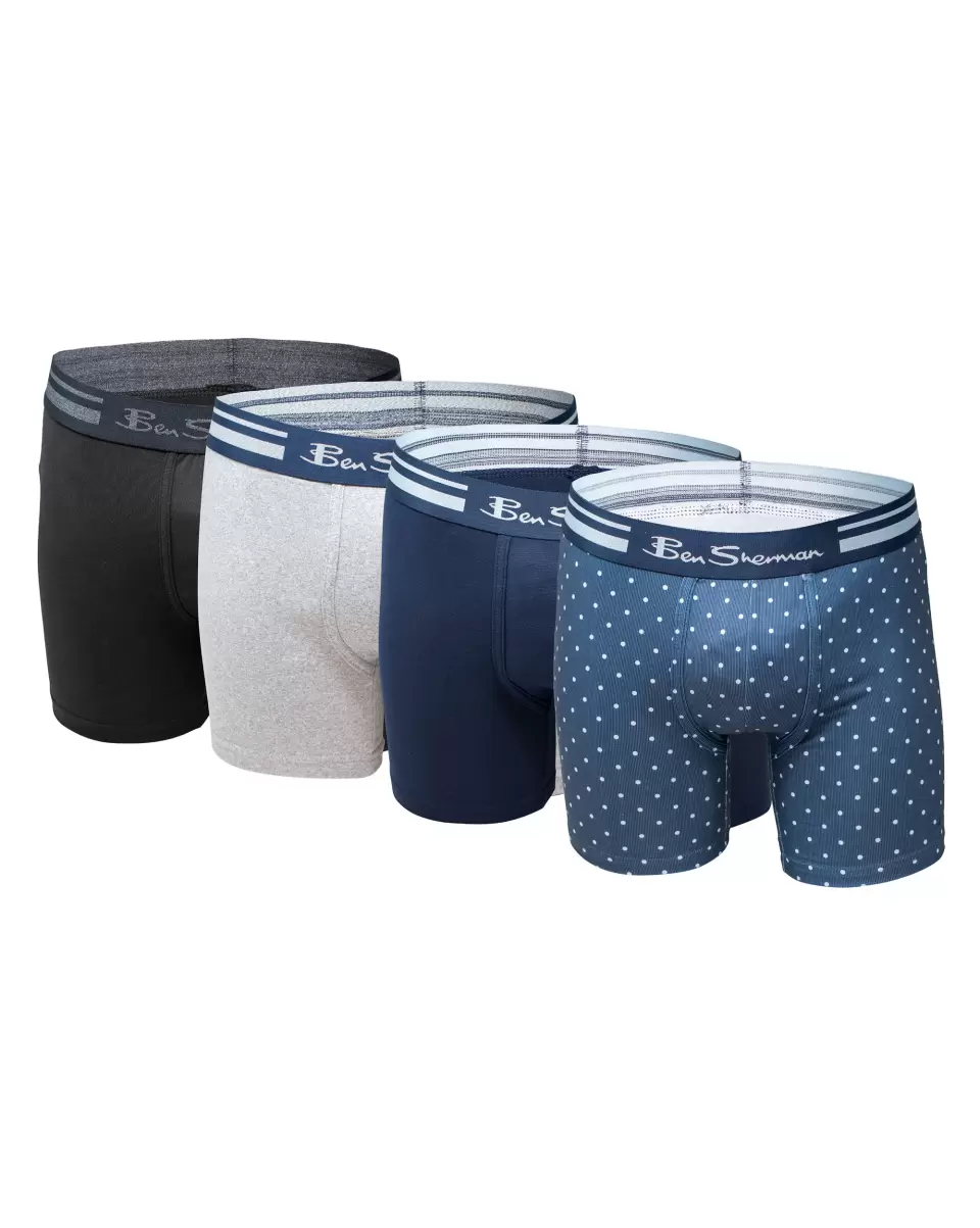 Underwear Men Multi Men's 4-Pack Microfiber Print & Solid No-Fly Boxer Briefs - Multi Ben Sherman Genuine