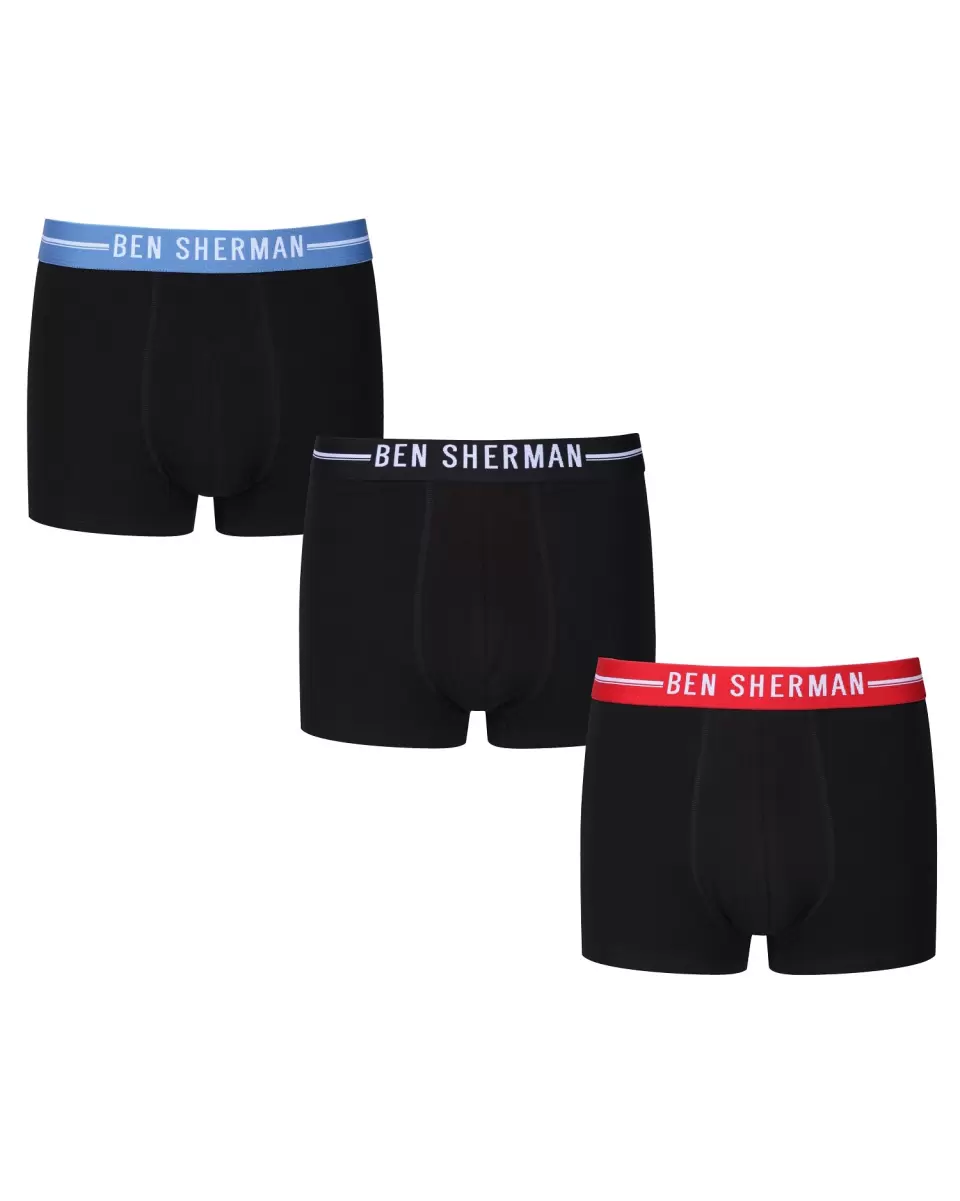 Relaxing Men Brant Men's 3-Pack Fitted No-Fly Boxer-Briefs - Black With Red, Black And Delft Black | Red/Black/Delft W/B Underwear Ben Sherman
