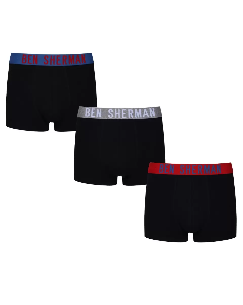 Carl Men's 3-Pack Fitted No-Fly Boxer-Briefs - Black Black Men Underwear Ben Sherman Trendy