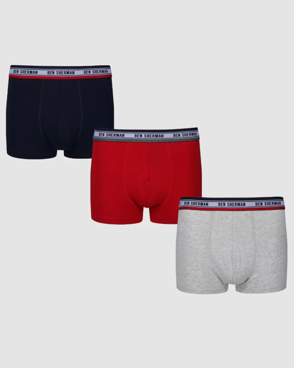 Cosmo 3-Pack Fitted No-Fly Boxer-Briefs Underwear Navy/Grey Marl/Red Ben Sherman Men Purchase