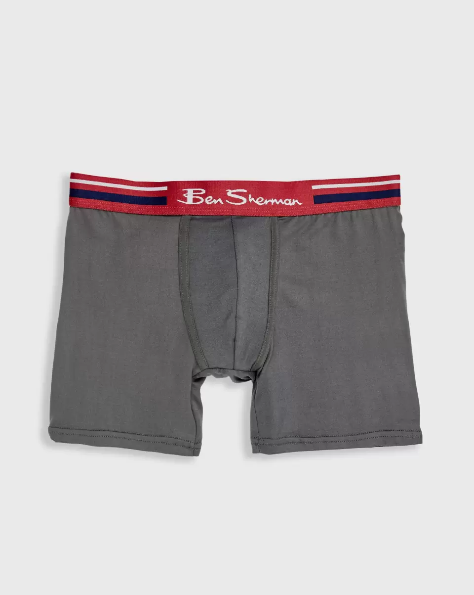 Ben Sherman Underwear Refashion Men's 4-Pack Microfiber Boxer Briefs - Plaid/Red/Grey/Navy Men - 3