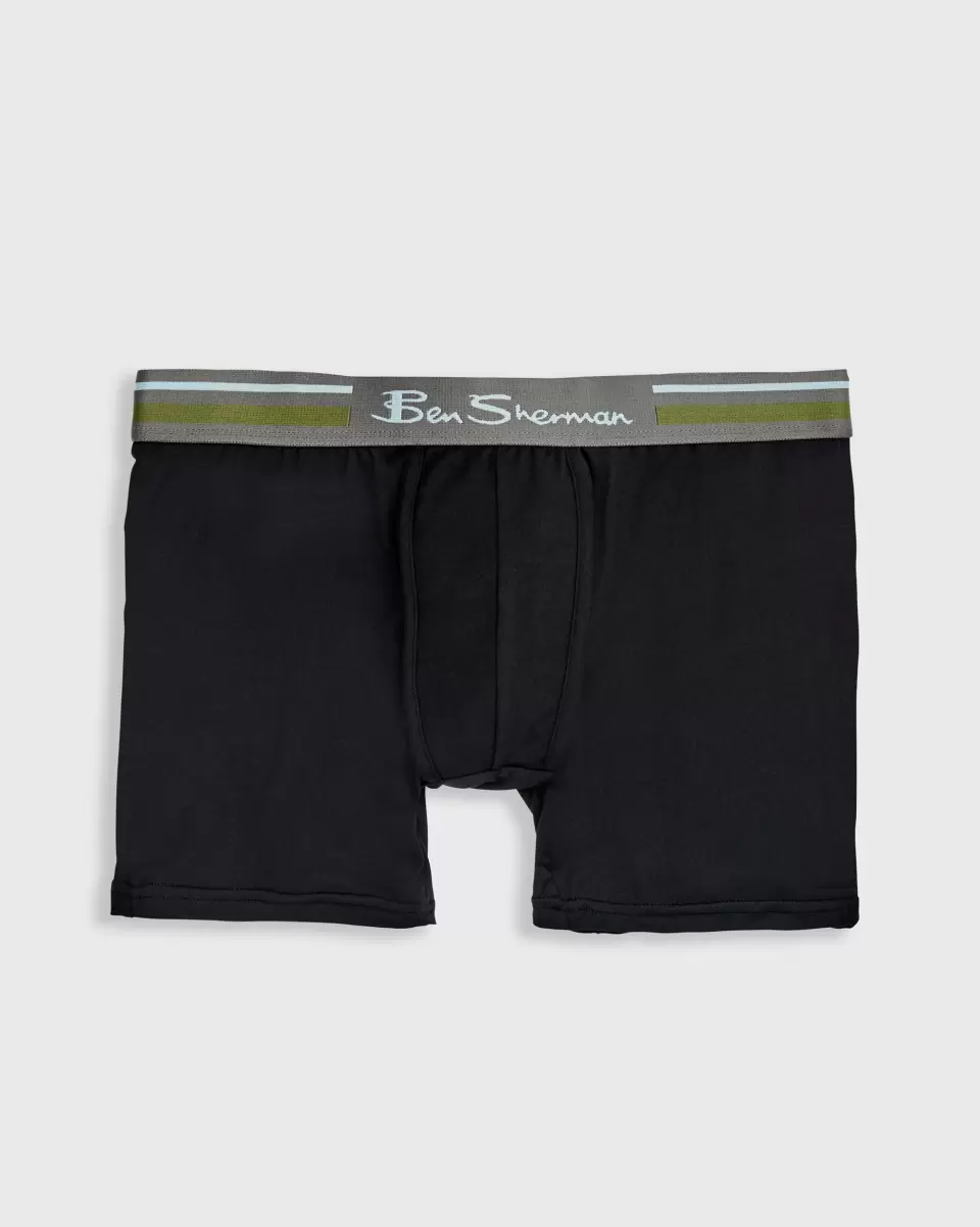 Men's 4-Pack Microfiber Boxer Briefs - Black/Red/Grey/Blue Innovative Ben Sherman Underwear Men - 4