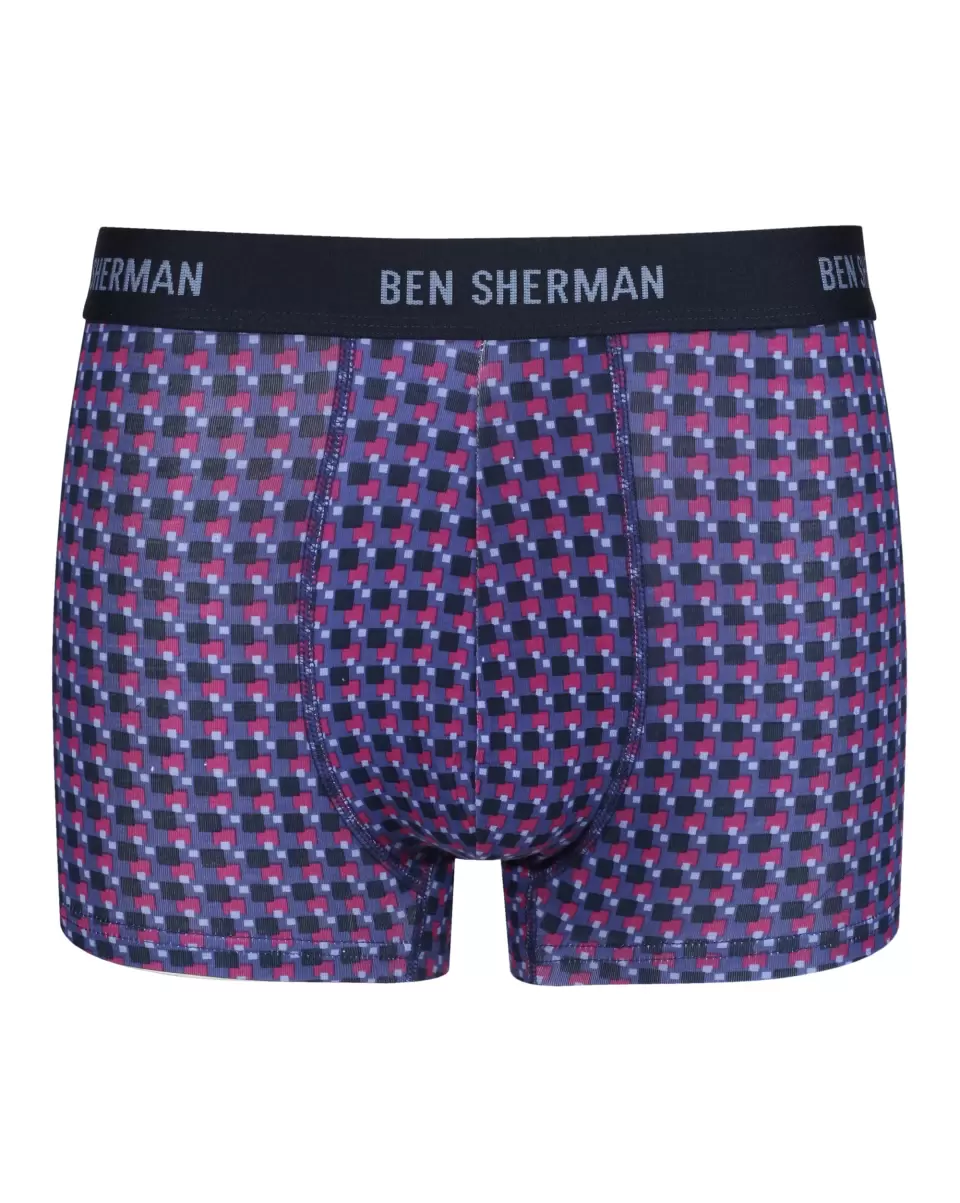 Blue/Print/Navy Underwear Slashed Hunter Men's 3-Pack Fitted No-Fly Boxer-Briefs - Blue/Print/Navy Men Ben Sherman - 3