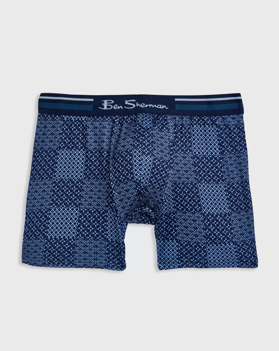 Men Economical Men's 4-Pack Microfiber Boxers - Check/Blue/Grey/Black Ben Sherman Underwear - 1