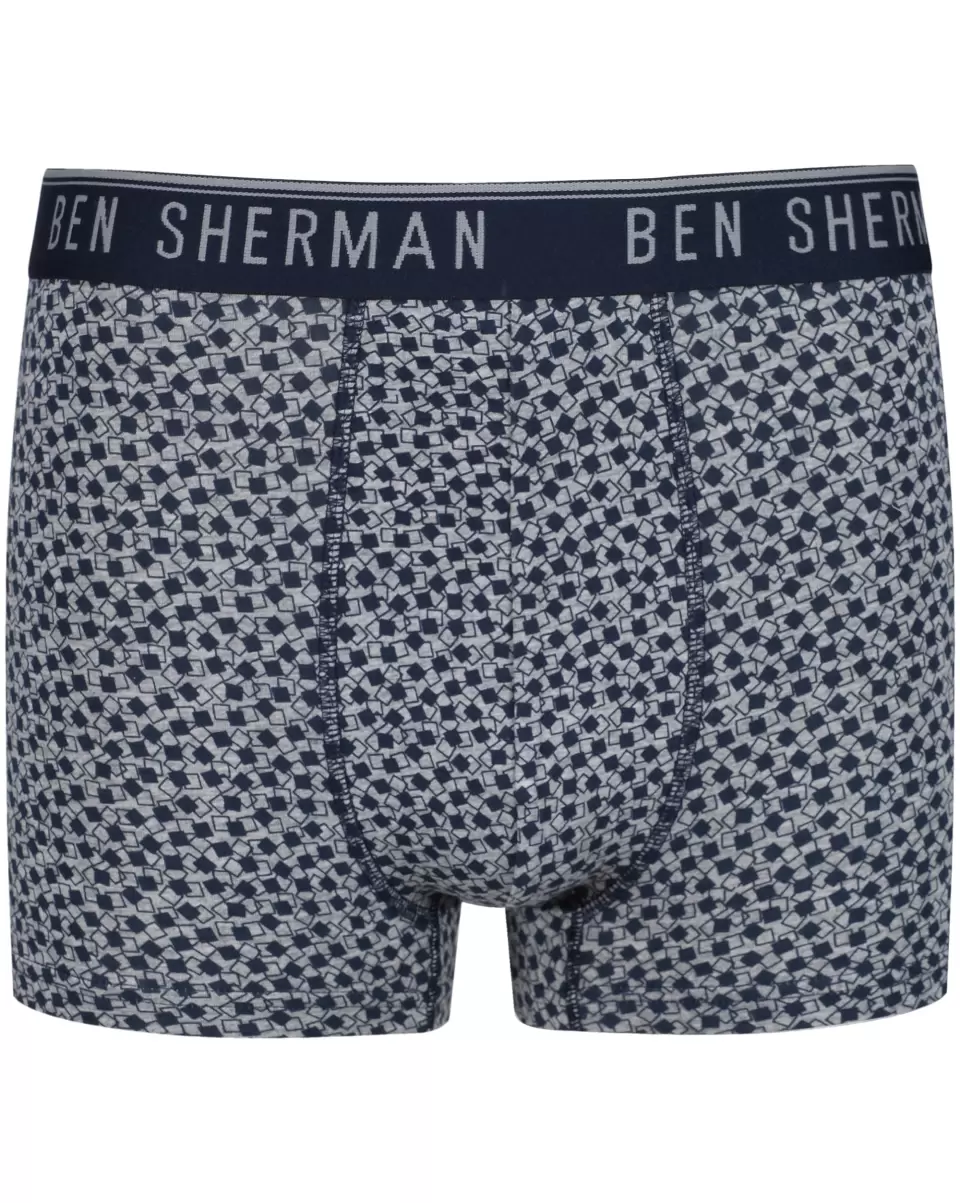 Underwear Grey/Print/Navy Caleb Men's 3-Pack Fitted No-Fly Boxer-Briefs - Grey/Print/Navy Bold Men Ben Sherman - 2