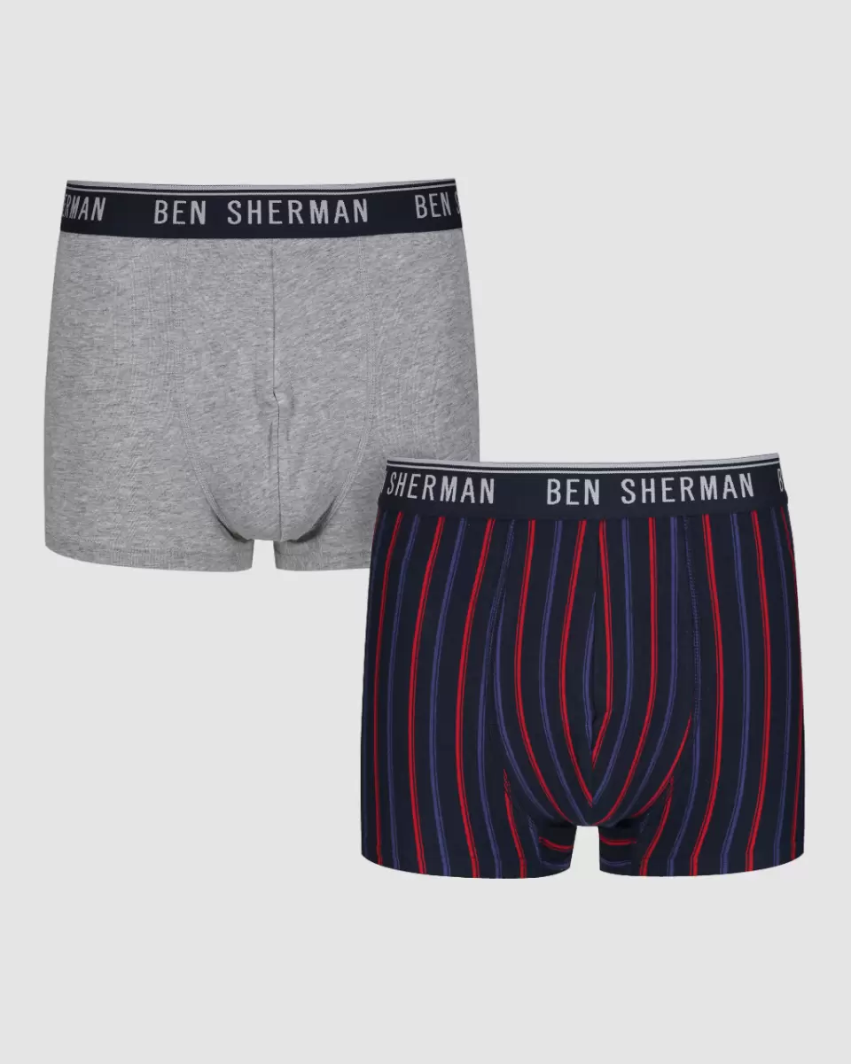 Underwear Purchase Eli  2-Pack Fitted No-Fly Boxer-Briefs Ben Sherman Men Navy Stripe/Grey