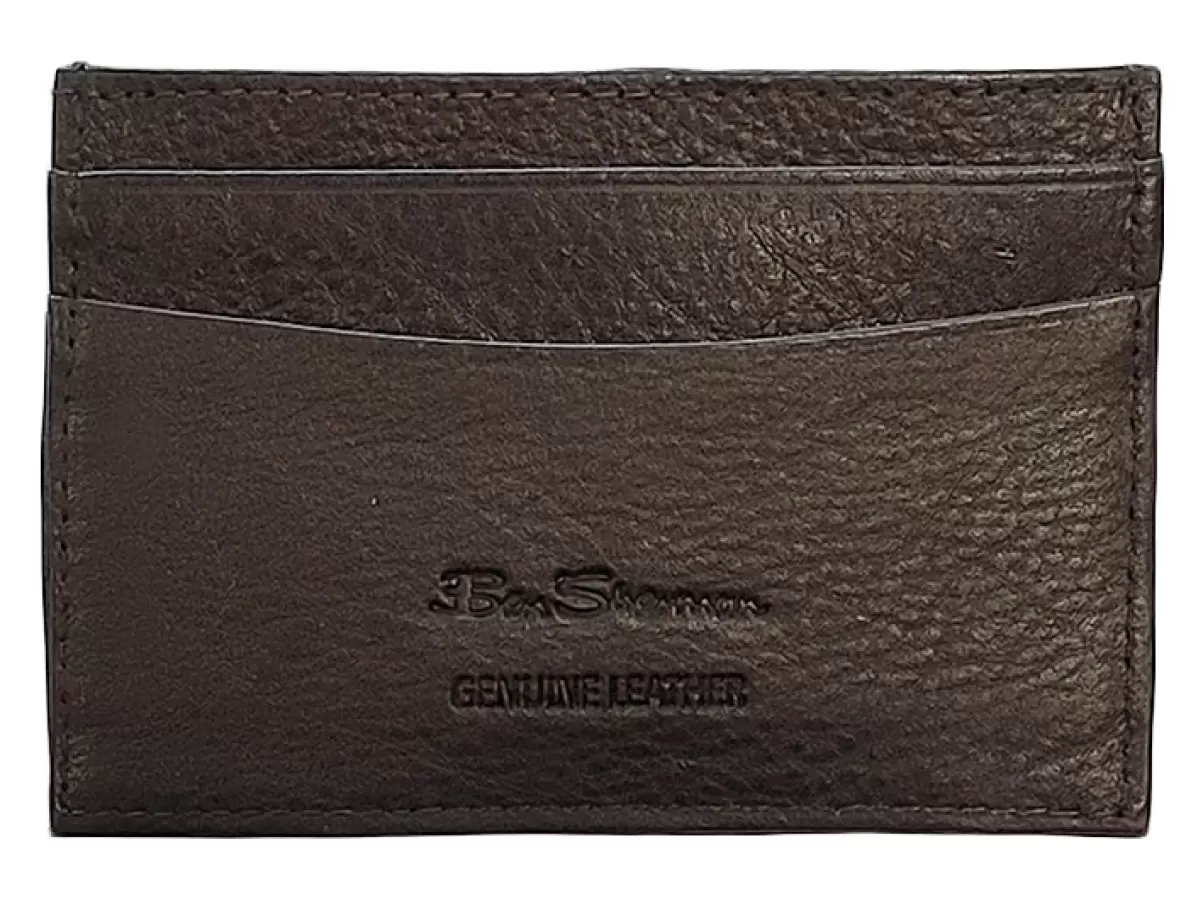 Ben Sherman Handcrafted Brown Koki Leather Card Holder Wallet - Brown Men Wallets & Card Holders - 3