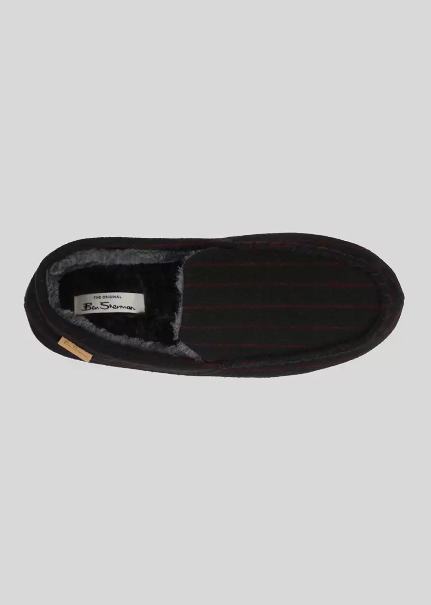 Red/Charcoal Trusted Men Slippers Aman Men's Stripe Moccasin Slipper - Red/Charcoal Ben Sherman - 3