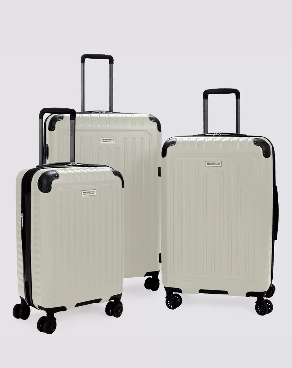 Men Intuitive Bags & Luggage Dover White Ben Sherman Sunderland 3-Piece Hardside Luggage Set - Dover White