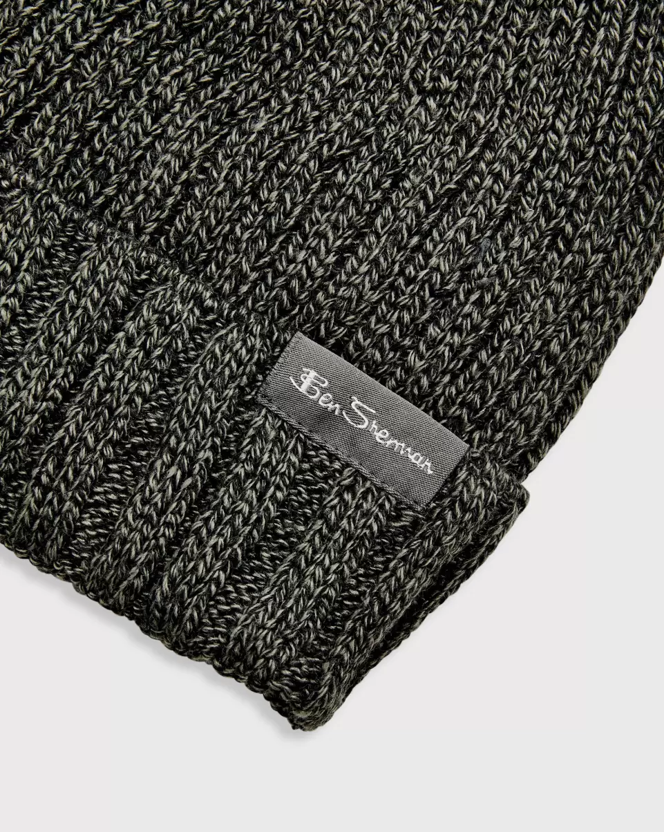 Ben Sherman Luxurious Men's Ribbed Knit Beanie - Grey Scarves & Cold Weather Men Grey - 1