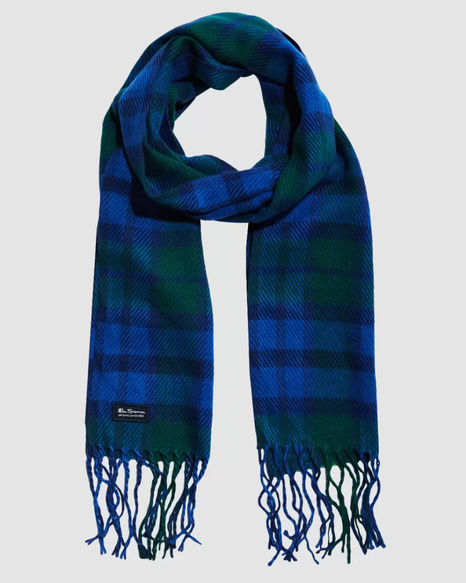 Scarves & Cold Weather Signature Woven Plaid Scarf State-Of-The-Art Rain Forest/True Blue Ben Sherman Men - 1