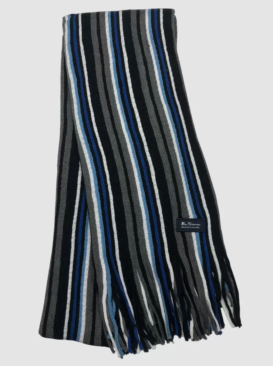 Store Men Scarves & Cold Weather Signature Rochelle Knit Striped Scarf Ben Sherman Navy Blazer/Odyssey Grey/True Blue/Bright White