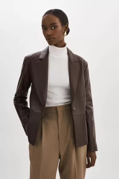 Elza |  Leather Blazer Mahogany Leather Jackets Women Lamarque Energy-Efficient