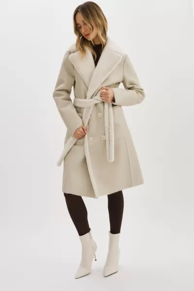 Abigail | Faux Shearling Reversible Coat Lamarque Ivory Leather Jackets Women Markdown