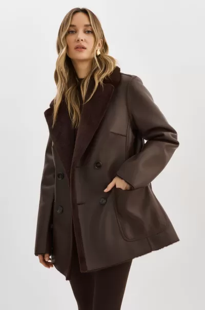 Performance Women Mahogany Camille | Faux Shearling Reversible Coat Lamarque Leather Jackets