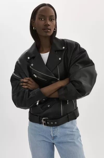 Women Lamarque Estia | Leather Biker Jacket Black Leather Jackets Exclusive