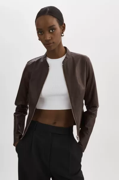 Lamarque Leather Jackets Chapin | Reversible Leather Bomber Women Mahogany/Silver Sale