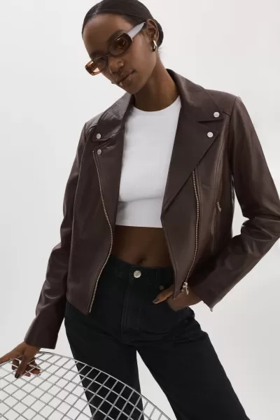Beauty Mahogany Leather Jackets Kelsey | Leather Biker Jacket Lamarque Women