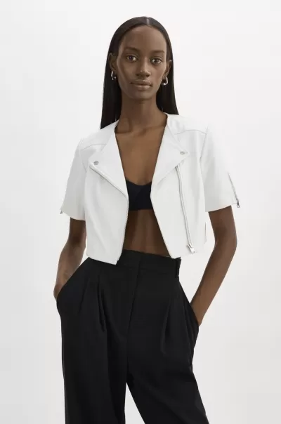 Kirsi | Cropped Biker Jacket Lamarque Women Leather Jackets White 2024