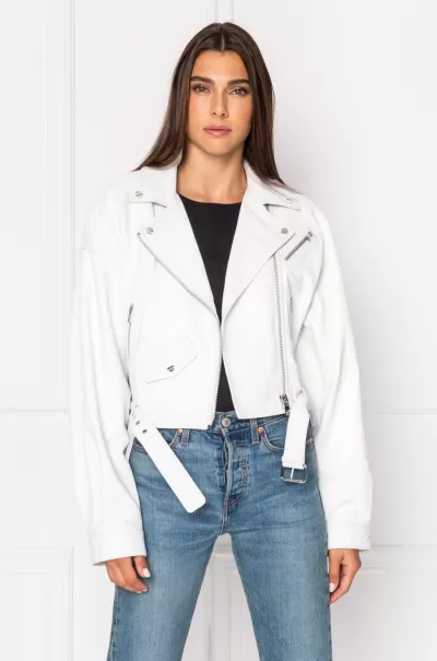 Leather Jackets Women White Lamarque Clearance Dylan | 80'S Leather Biker Jacket