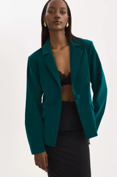 Women Coats & Jackets Lamarque Opulent Lottie | Faux Leather Blazer Dark Jade