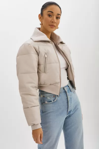 Lamarque Women Oat Efficient Livia | Leather Puffer Jacket Coats & Jackets
