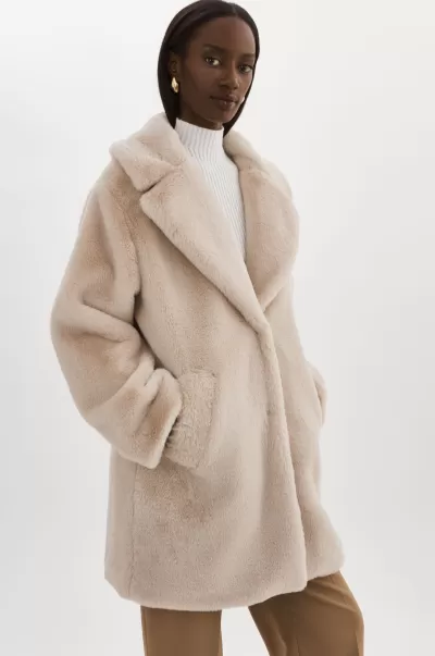 Women Linnea | Faux Fur Coat Lamarque Oat Ignite Coats & Jackets