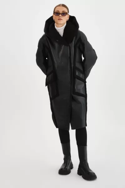 Black / Black Rexana | Mixed Media Puffer Coat Women Lamarque Rapid Coats & Jackets